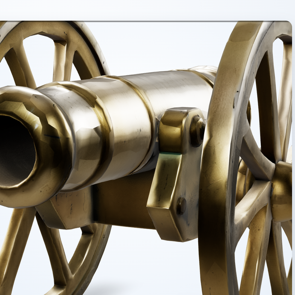 Before image with harsh metallic banding on cannon barrel