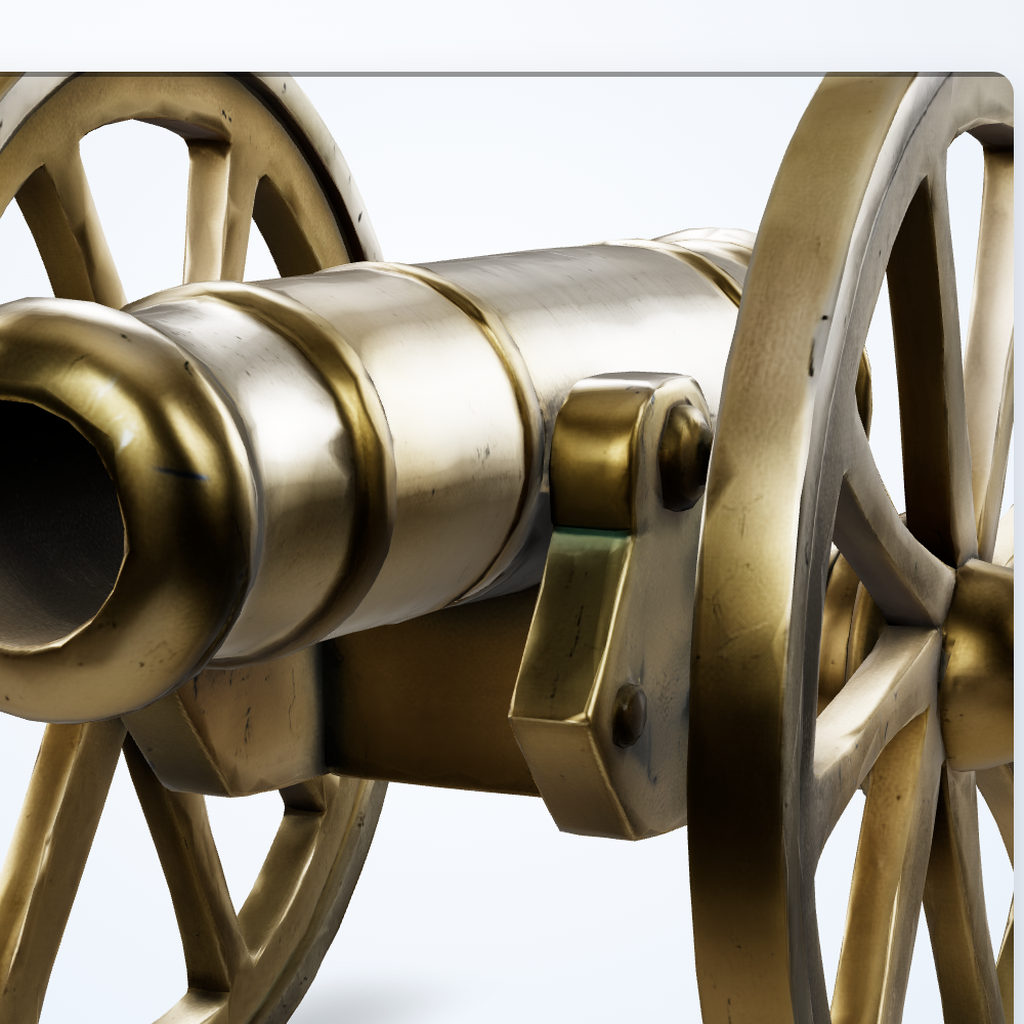 After image with smoother metallic highlights on cannon barrel