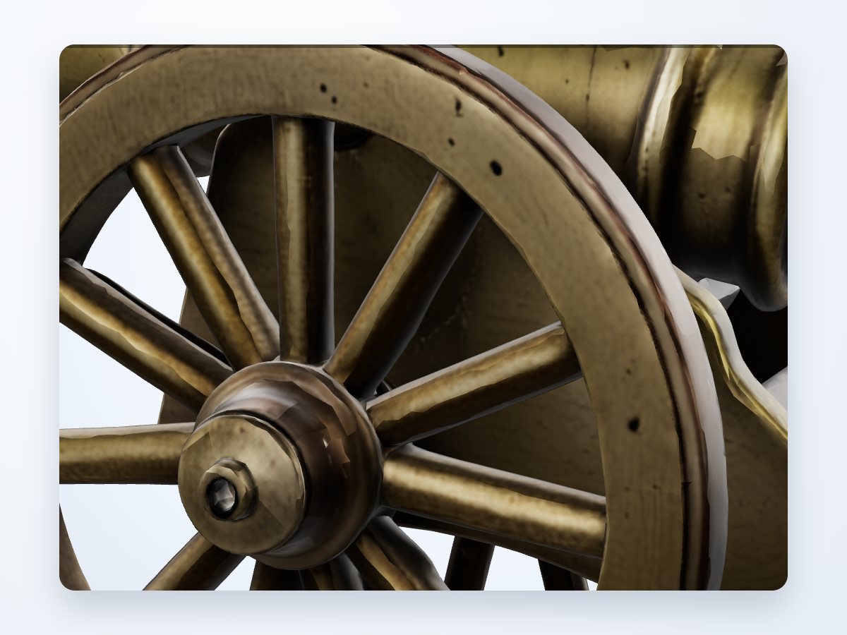 Before image with visible seam harshness near cannon muzzle